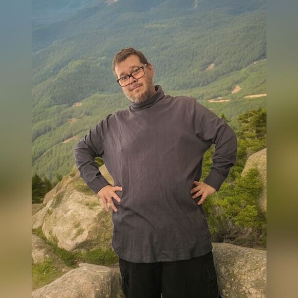 Shaquille O'Neal Drop Needle Big and Tall Men's Mock Neck Long Sleeve 3XLT - Picture 1 of 6